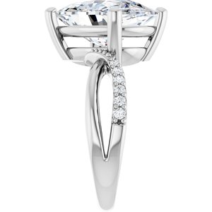 14K White Gold 14x10 mm Elongated Cushion Ring Mounting – image 7