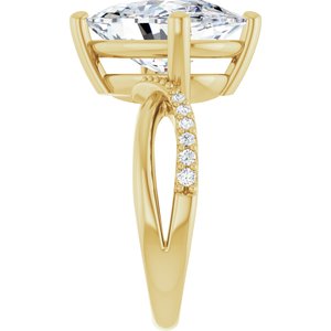 18K Yellow Gold 14x10 mm Elongated Cushion Ring Mounting – image 7
