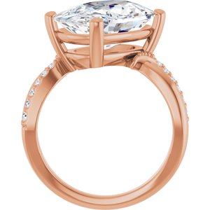 10K Rose Gold 14x10 mm Elongated Cushion Ring Mounting – image 3