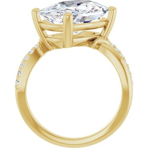 18K Yellow Gold 14x10 mm Elongated Cushion Ring Mounting – image 3