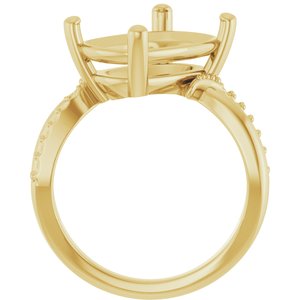 10K Yellow Gold 14x10 mm Elongated Cushion Ring Mounting – image 4