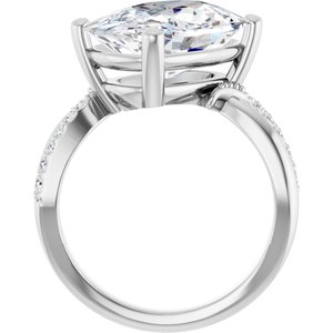 10K White Gold 14x10 mm Elongated Cushion Ring Mounting – image 3