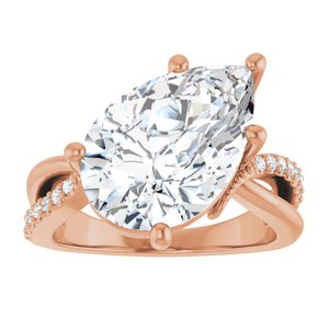 10K Rose Gold 15x10 mm Pear Ring Mounting – image 5