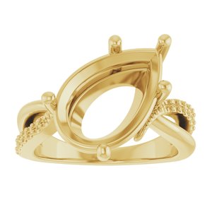 18K Yellow Gold 15x10 mm Pear Ring Mounting – image 6