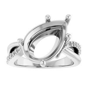 Platinum 15x10 mm Pear Ring Mounting – image 6