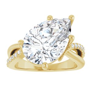 14K Yellow Gold 15x10 mm Pear Ring Mounting – image 5