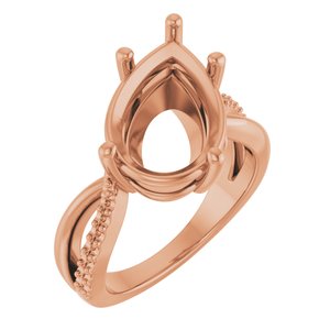 10K Rose Gold 15x10 mm Pear Ring Mounting – image 2