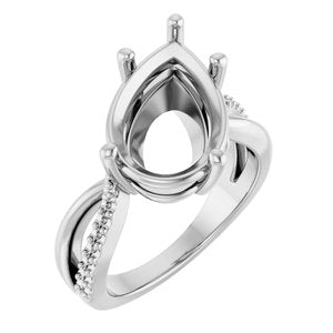 14K X1 White Gold 15x10 mm Pear Ring Mounting – image 2