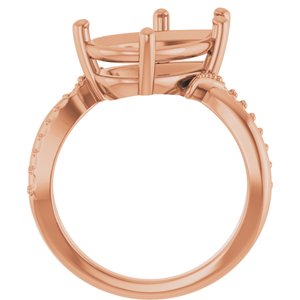 18K Rose Gold 15x10 mm Pear Ring Mounting – image 4