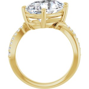 14K Yellow Gold 15x10 mm Pear Ring Mounting – image 3