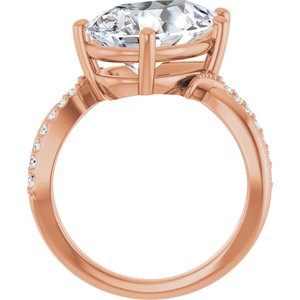 10K Rose Gold 15x10 mm Pear Ring Mounting – image 3