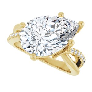 14K Yellow Gold 15x10 mm Pear Ring Mounting – image 8