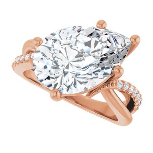 18K Rose Gold 15x10 mm Pear Ring Mounting – image 8