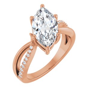 10K Rose Gold 14x7 mm Marquise Ring Mounting