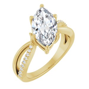 18K Yellow Gold 14x7 mm Marquise Ring Mounting