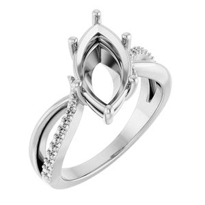 10K White Gold 14x7 mm Marquise Ring Mounting – image 2