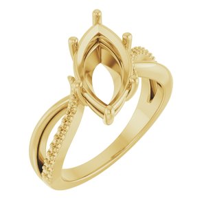 18K Yellow Gold 14x7 mm Marquise Ring Mounting – image 2
