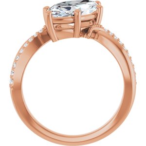 18K Rose Gold 14x7 mm Marquise Ring Mounting – image 3