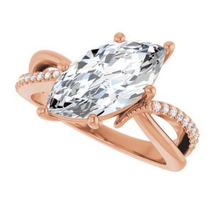 10K Rose Gold 14x7 mm Marquise Ring Mounting – image 8
