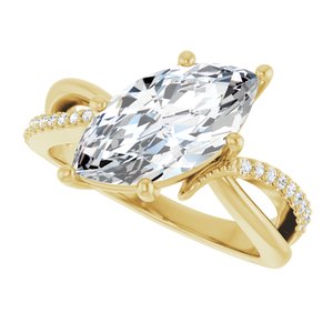 18K Yellow Gold 14x7 mm Marquise Ring Mounting – image 8