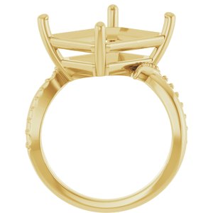 10K Yellow Gold 14x12 mm Emerald Ring Mounting – image 4