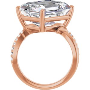 18K Rose Gold 14x12 mm Emerald Ring Mounting – image 3