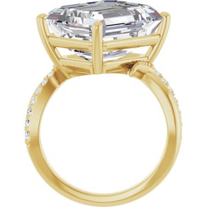14K Yellow Gold 14x12 mm Emerald Ring Mounting – image 3