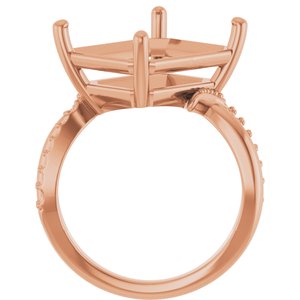 18K Rose Gold 14x12 mm Emerald Ring Mounting – image 4