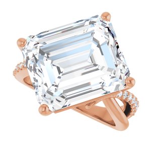 14K Rose Gold 14x12 mm Emerald Ring Mounting – image 8