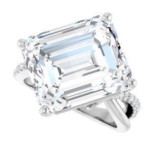 18K White Gold 14x12 mm Emerald Ring Mounting – image 8