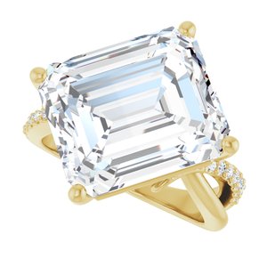 14K Yellow Gold 14x12 mm Emerald Ring Mounting – image 8