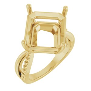 18K Yellow Gold 14x12 mm Emerald Ring Mounting – image 2