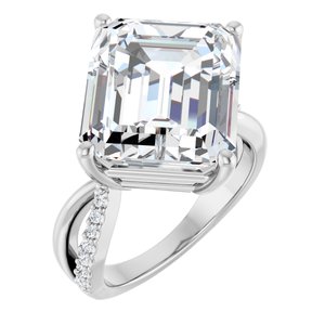 Sterling Silver 14x12 mm Emerald Ring Mounting