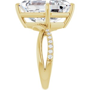 14K Yellow Gold 14x12 mm Emerald Ring Mounting – image 7