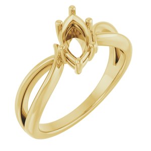 14K Yellow Gold 9x4.5 mm Marquise Ring Mounting – image 2