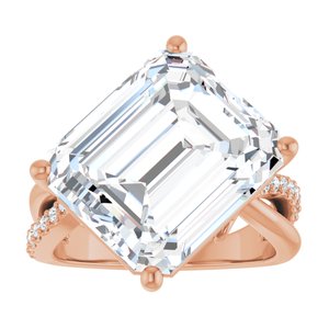 14K Rose Gold 14x12 mm Emerald Ring Mounting – image 5