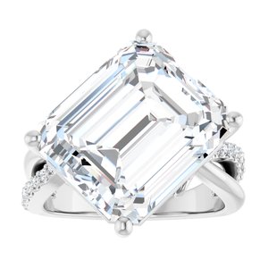 18K White Gold 14x12 mm Emerald Ring Mounting – image 5