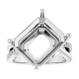 14K X1 White Gold 14x12 mm Emerald Ring Mounting – image 6