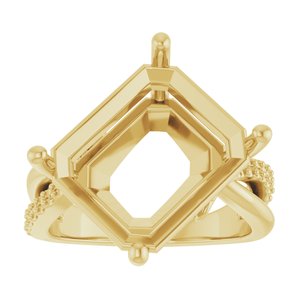 10K Yellow Gold 14x12 mm Emerald Ring Mounting – image 6