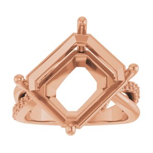 18K Rose Gold 14x12 mm Emerald Ring Mounting – image 6