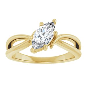 18K Yellow Gold 9x4.5 mm Marquise Ring Mounting – image 5