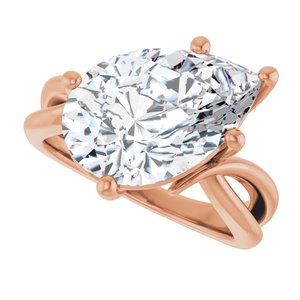10K Rose Gold 15x10 mm Pear Ring Mounting – image 8
