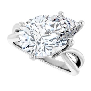 18K White Gold 15x10 mm Pear Ring Mounting – image 8