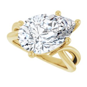 18K Yellow Gold 15x10 mm Pear Ring Mounting – image 8