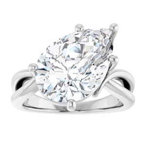 18K White Gold 15x10 mm Pear Ring Mounting – image 5
