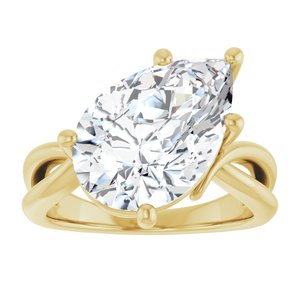 14K Yellow Gold 15x10 mm Pear Ring Mounting – image 5