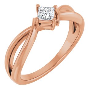 18K Rose Gold 3.25x3.25 mm Square Ring Mounting