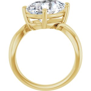 18K Yellow Gold 15x10 mm Pear Ring Mounting – image 3
