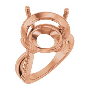 10K Rose Gold 16 mm Round Ring Mounting – image 2