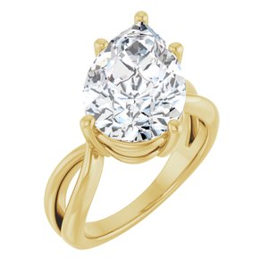 14K Yellow Gold 15x10 mm Pear Ring Mounting